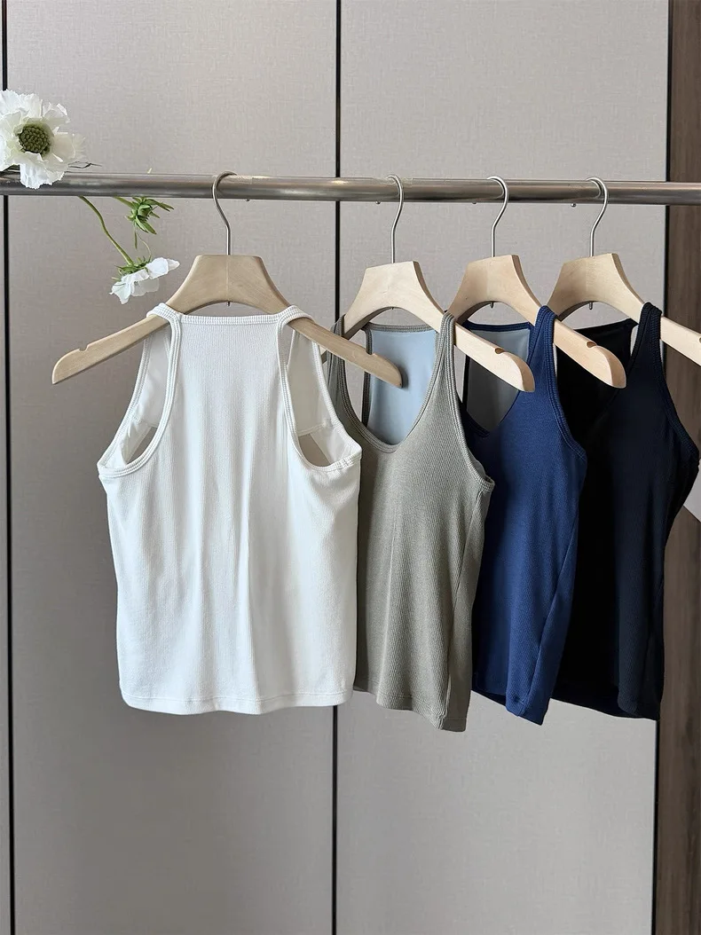Wireless Sports Bra Tank Top Women's High Elasticity Integrated Padded Vest Summer New Style Casual Fitness Clothing