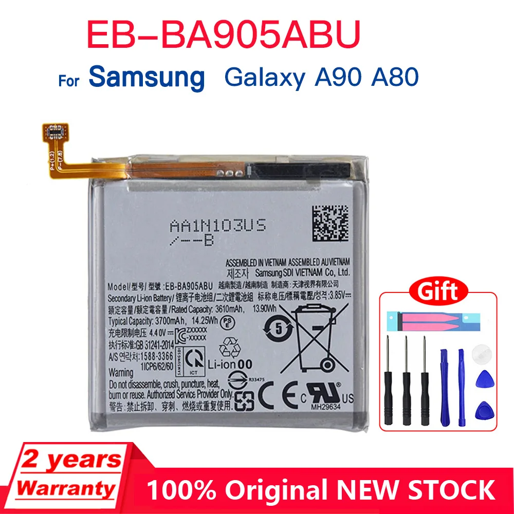 

Genuine Brand New EB-BA905ABU 3700mAh Battery For Samsung Galaxy A90 A80 SM-A905F SM-A8050 SM-A805F SM-A805F/DS Batteries+Tools