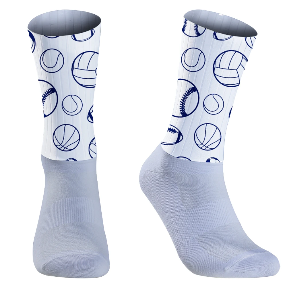 Chaussettes respirantes en silicone pour hommes, chaussettes de cyclisme professionnelles, chaussettes d'équitation, chaussettes de vélo, chaussettes de football, été