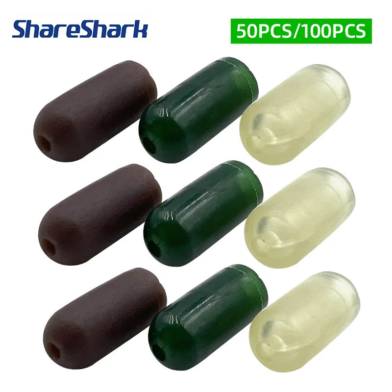 ShareShark 50/100 Stück Karpfenangel-Schutzperlen Weiche Gummi-Wirbel-Schutzpuffer Rig-Perlen Angelzubehör