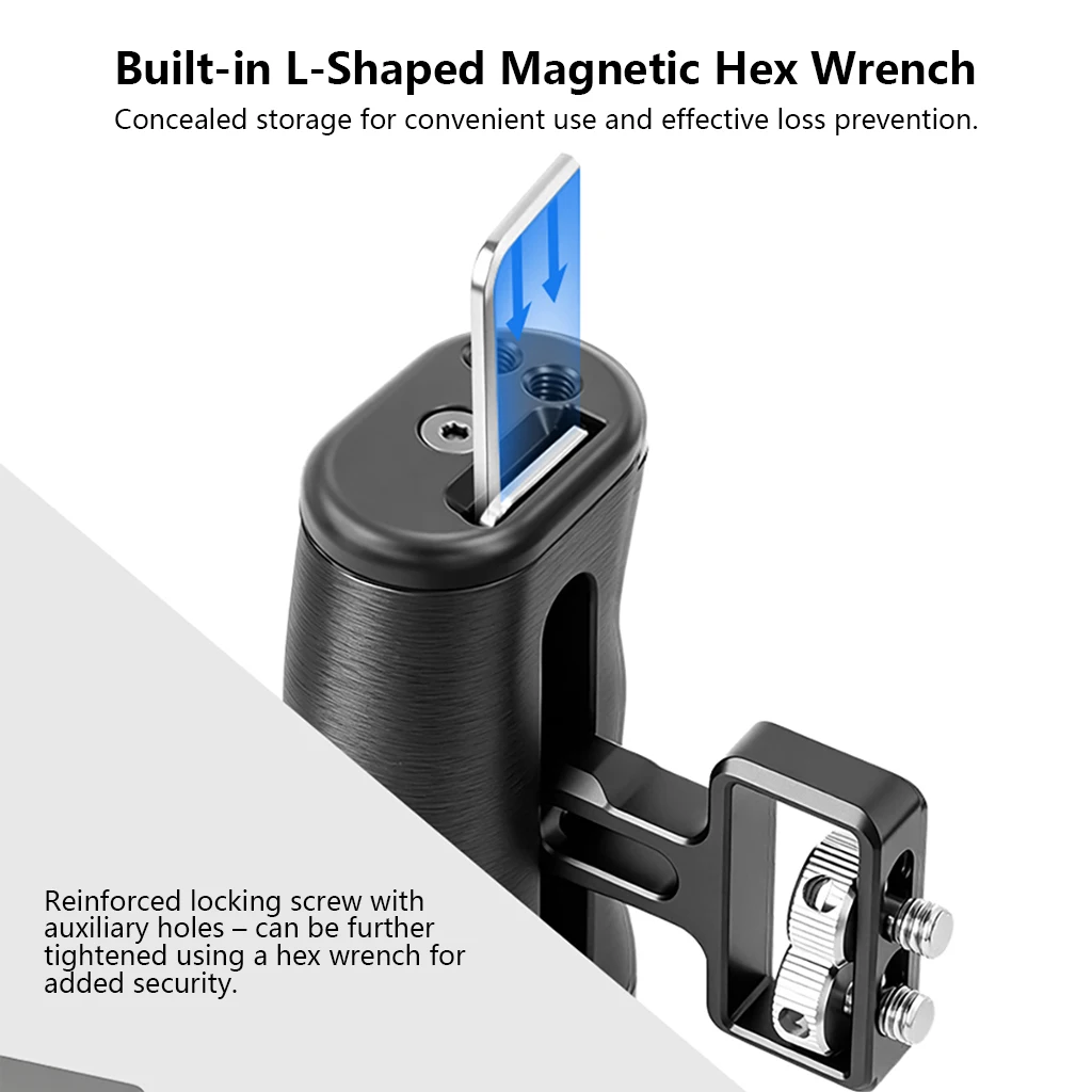 DSLR-Kamera-Cage-Rig mit NATO-Schienen-Seitengriff, rutschfester Gimbal-Hebegriff, Cold Shoe Mount, 1/4" 3/8" Gewinde, Ronin-Stabilisator – Detail 23