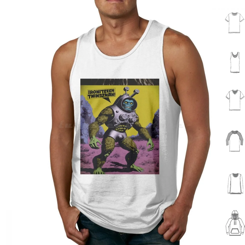 Robot mítico Gorilla: Camisetas sin mangas visionarias post-apocalípticas Chaleco sin mangas Robot mítico Gorilla Visionario posapocalíptico