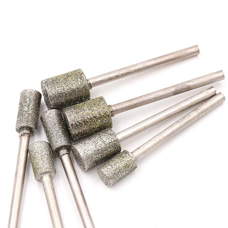 5Pcs 0.5-10mm Diamond Drill Bits 2.35/3mm Shank Flat Grinding Head Burr Polishing Engraving Bit for Dremel Rotary Tools A Needle