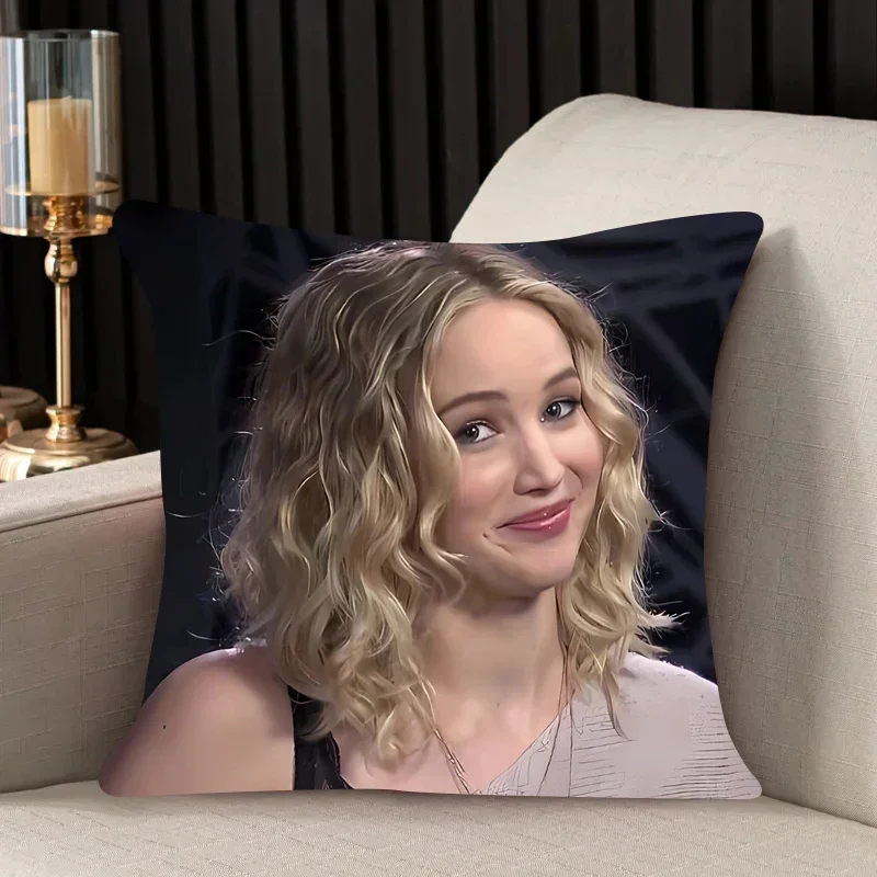 Pillow case J-Jennifer Lawrence home decor Double-sided Printed car Headrest Backrest Chair Cushion Cover Fashion Custom Gift