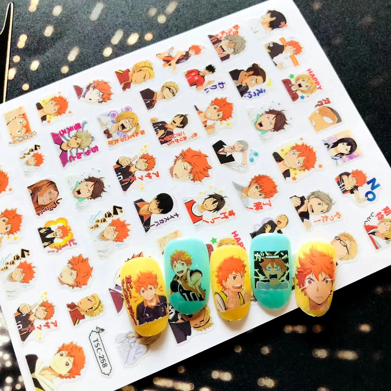 Neueste TSC-257-258 Haikyuu!! Serie Anime boy designs 3d Nail art Aufkleber Slider Decor Aufkleber zubehör