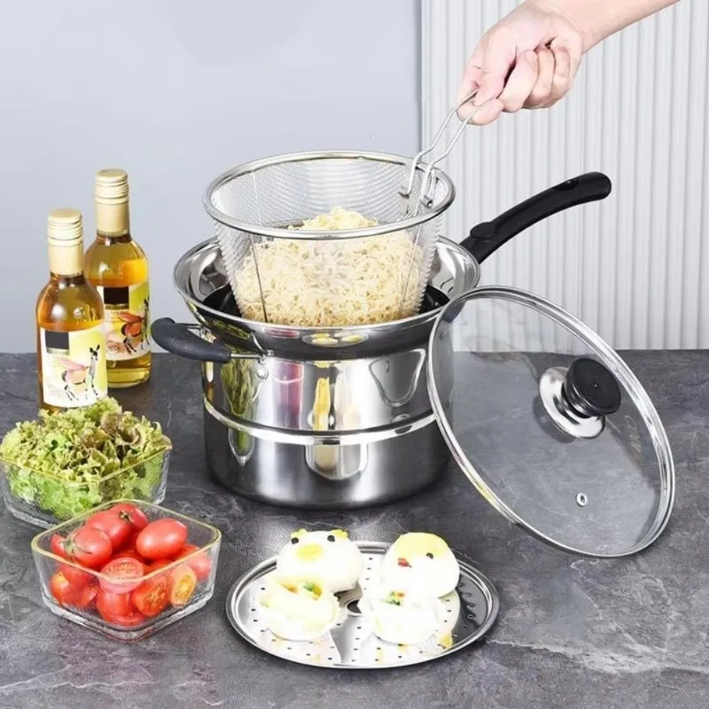 

4 шт., фритюрница из нержавеющей стали, сетчатый фильтр, корзина для глубокой жарки, дренажная сетка для масла, дуршлаг для еды, кухонное использование