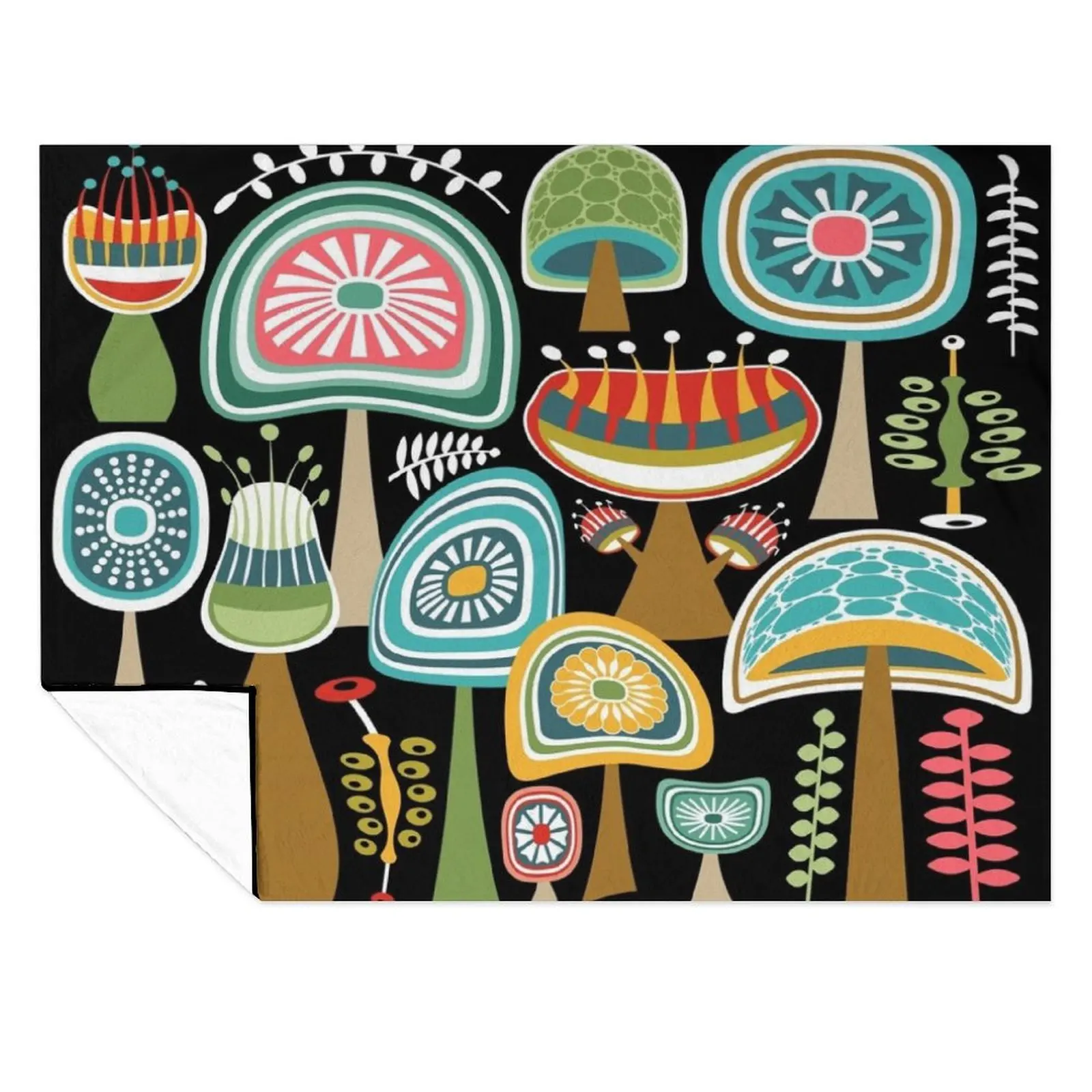 

Colorful Mid Century Modern Mushrooms // Large Scale Throw Blanket bed plaid Luxury Throw Baby Fashion Sofas Blankets
