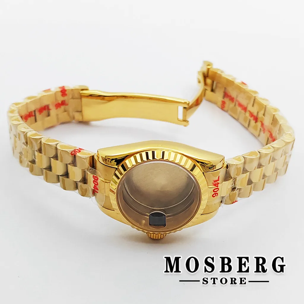 26mm Watch Case Silver Gold Sapphire Glass Stainless Steel For NH05 NH06 NH05A NH06A Automatic Movement Accessories Parts