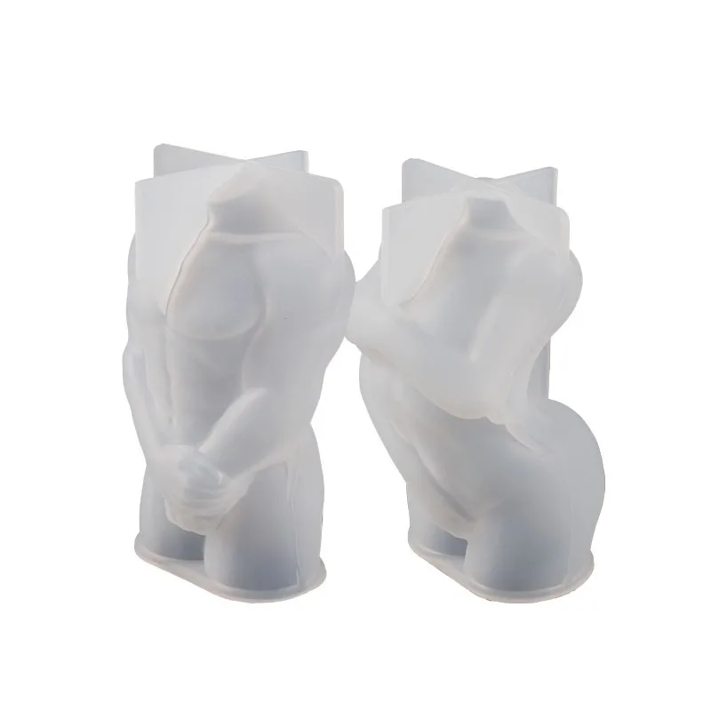 3D Naked Shy Male Female Body Silicone Candle Mold Human Body Molds Women muscle Man Figure Candle Soap Mould Resin Making Tools