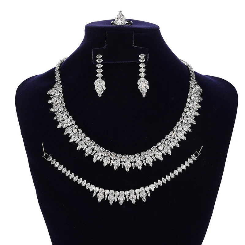 Jewelry Sets HADIYANA Classic Vintage Bridal  Wedding Jewelry Necklace Bracelet Ring And Earrings BN9308 Accessories For Women