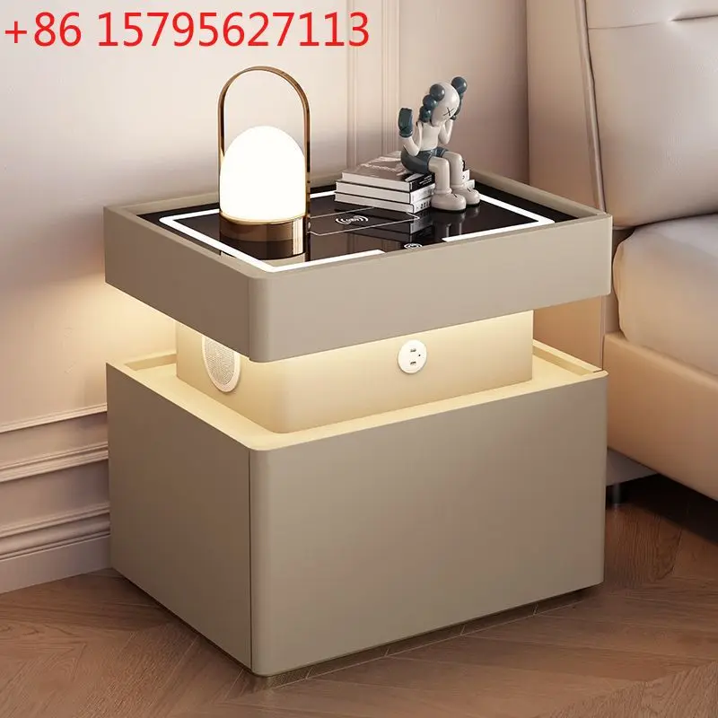 

Умная прикроватная тумбочка Скрытый безопасный Легкий роскошный модный светильник с голосовым управлением Многофункциональная прикроватная тумбочка