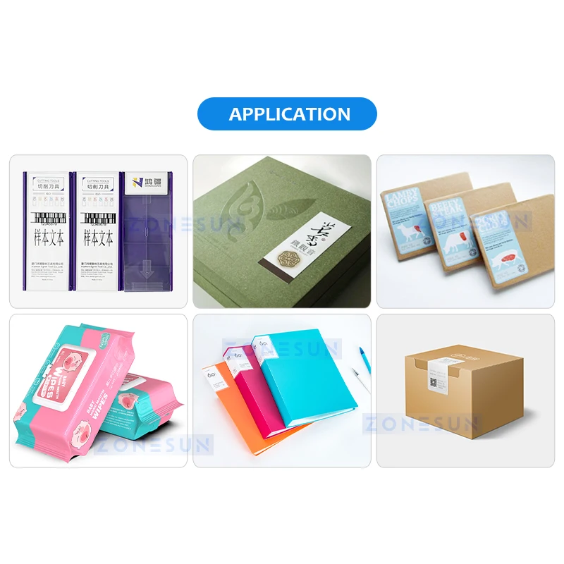 ZONESUN Automatic 3-side Flat Surfaces Corner Labeling Machine Label Applicator Plastic Box Book Sticker Equipment ZS-TB833C