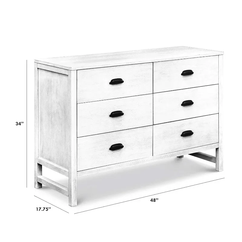 Duplo Dresser em Cottage Branco, Fairway, 6-Drawer