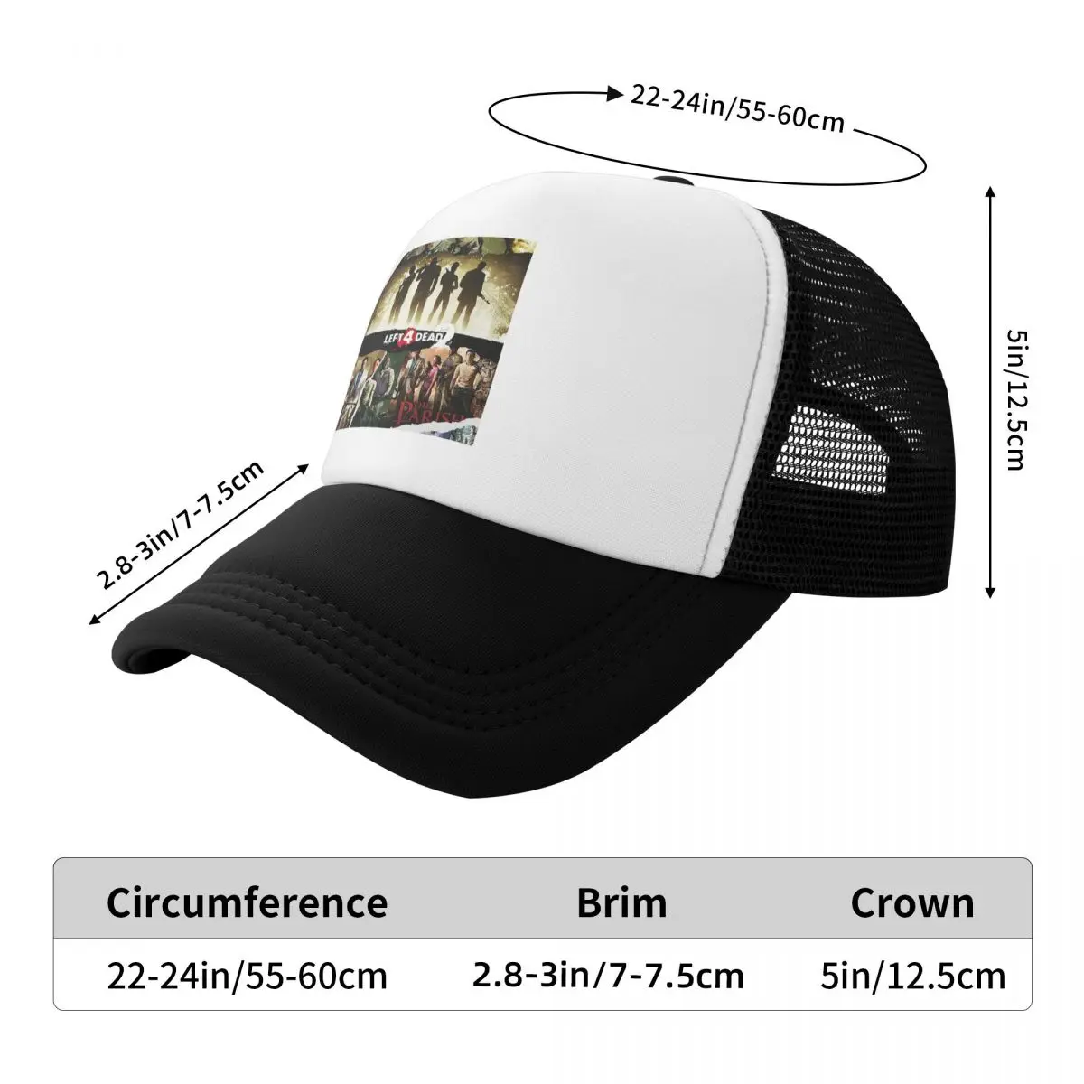 Left 4 Dead 2 Valve Zombie Shooter Video Game Cap Casual Mesh Baseball Caps Adjustable Hat Hip Hop Summer Unisex Baseball Hats