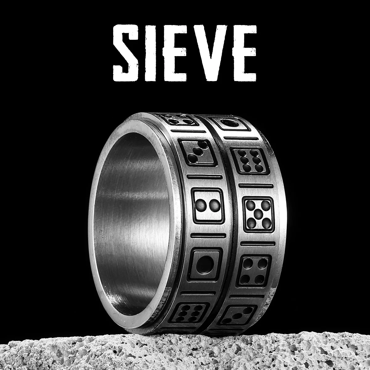 Spin Sieve Lucky Amulet Men Fidget Rings Stainless Steel Women Jewelry Punk Rock Cool Stuff Fashion Accessories Gift Wholesale