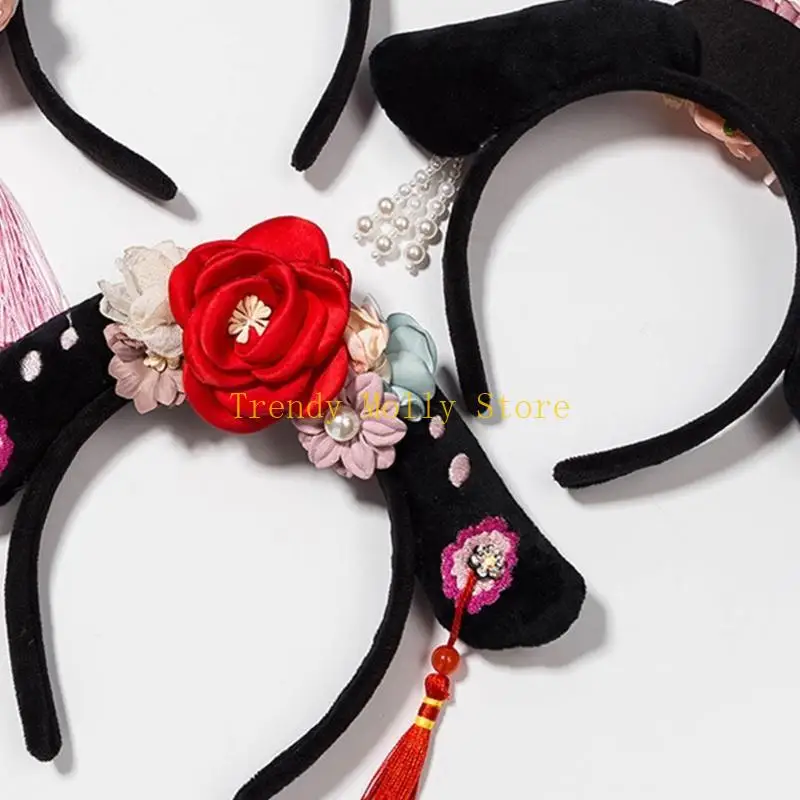 N5KB băng đô cổ đại của Trung Quốc Manchu Công chúa Mũi đội hình mái tóc