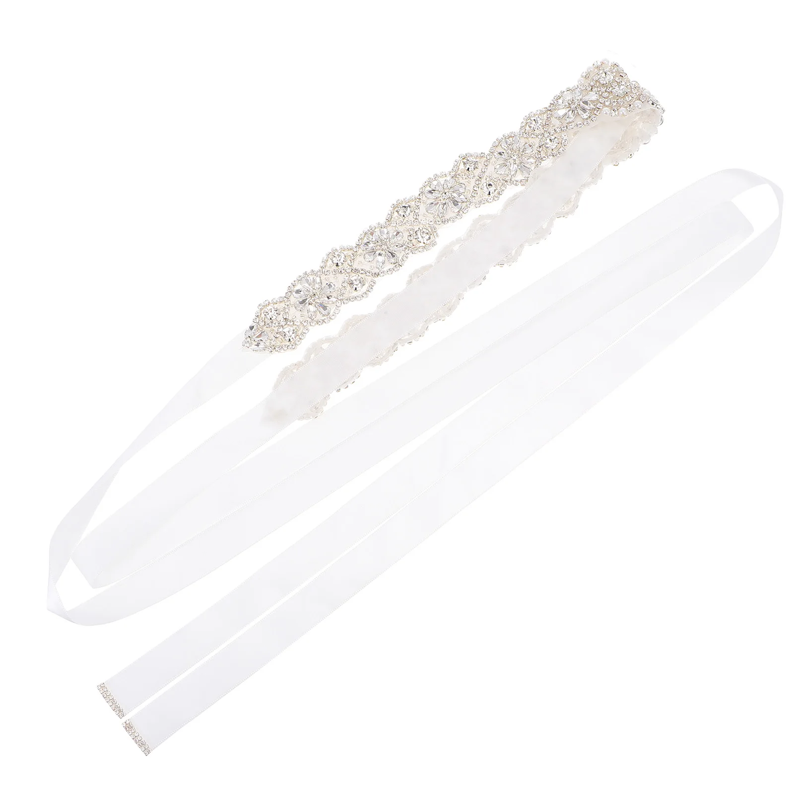 

1pc Rhinestone Pearl Wedding Belt Women Bridal Waistband Luxury Durable Light Elegant Party Banquet Accessory Sash White Miss
