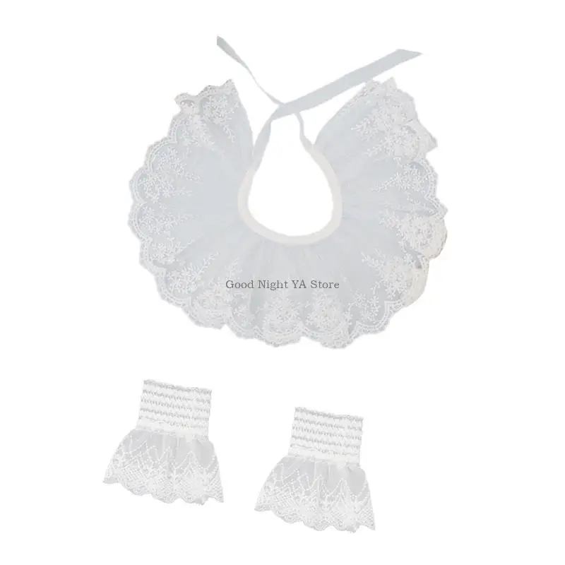 إكسسوارات خط العنق الكاذبة الأنثوية من القطن الناعم المزخرف بالدانتيل محسن الزي #5