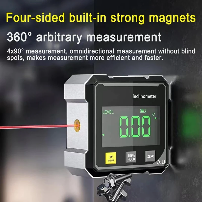 2026 New Magnetic Digital Angle Gauge With Laser Electronic Protractor Horizontometer Inclinometer Angle Ruler Slope Measuring