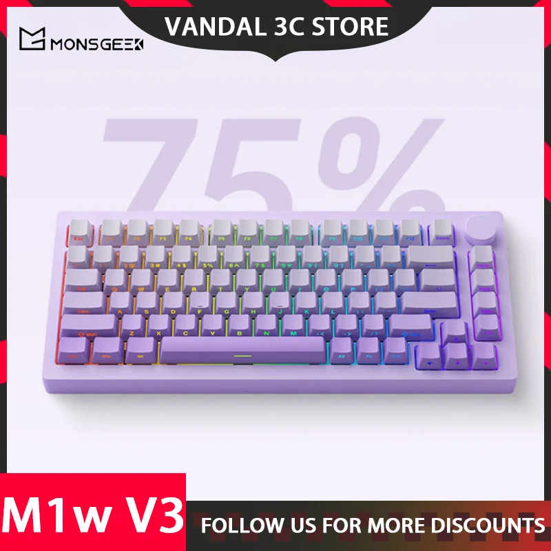 Monsgeek M1w V3 Mechanical Keyboard  Customized Aluminum 3mode Bluetooth Wireless Hot-Swap Knob Gasket Rgb For Gamer Gifts