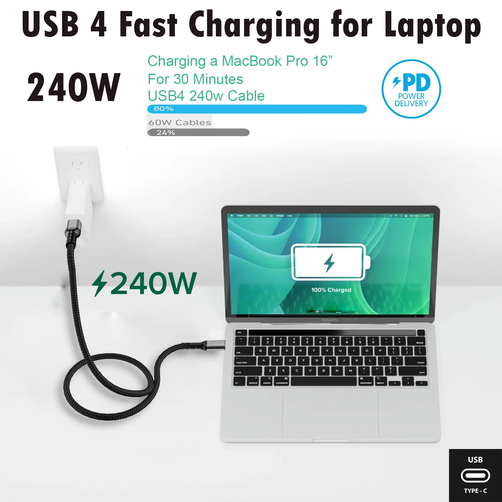 40Gbps Data Transfer USB4 Cable Compatible with Thunderbolt 3/4 8K@60Hz  240W Fast Charging for SSD Macbook Pro  iPhone 17 view 5