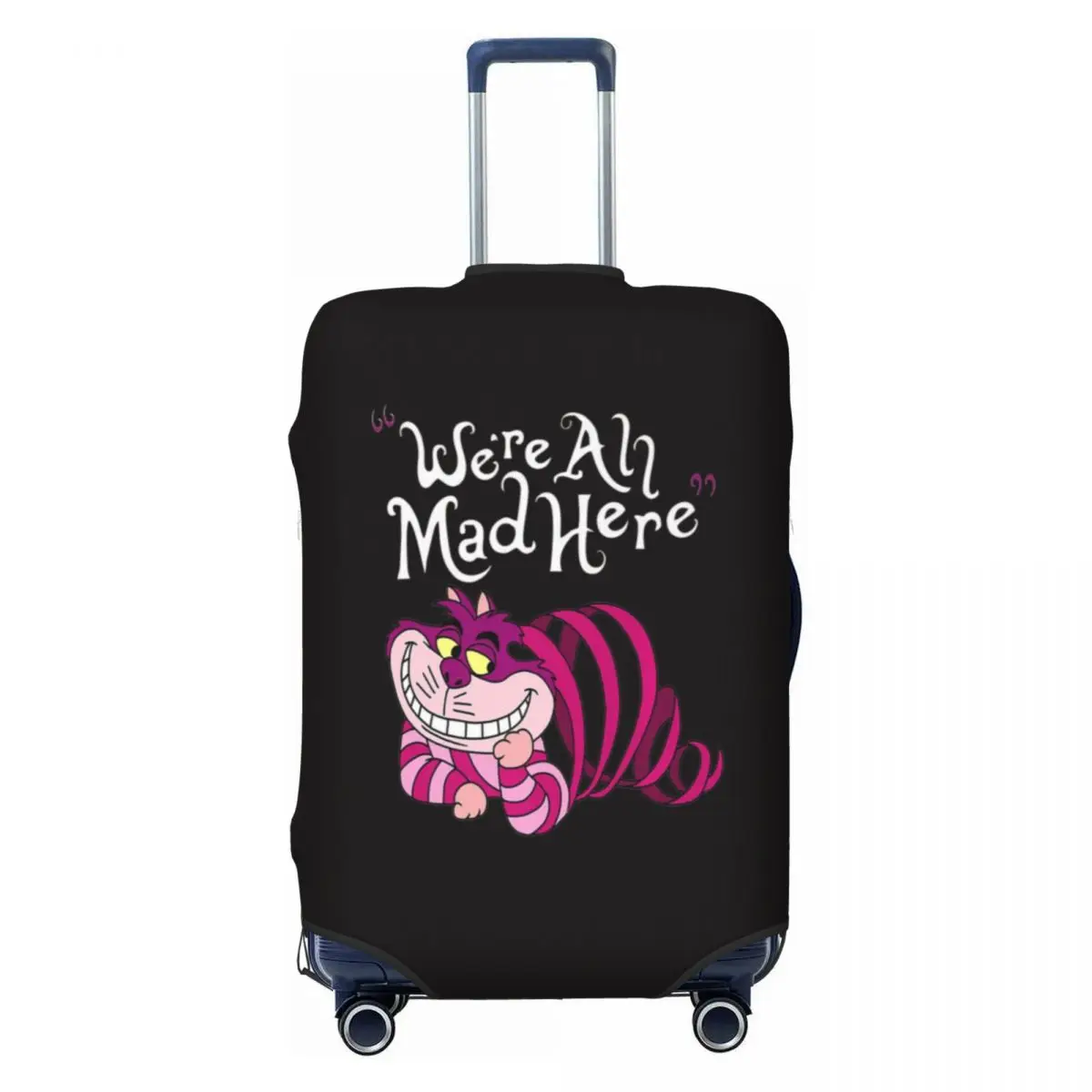 

Custom Cheshire Cat Travel Luggage Cover Washable We're All Mad Here Cat Suitcase Cover Protector Fit 18-32 Inch
