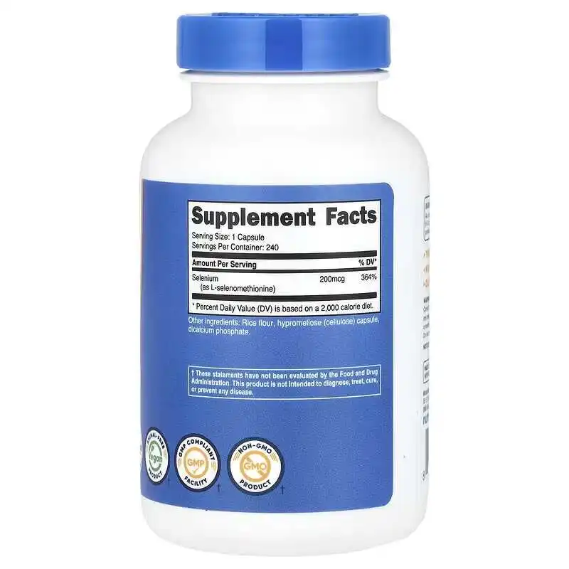 200mcg Selenium Capsules 240 Count Supports Immune System Thyroid Health Nutritional Supplement