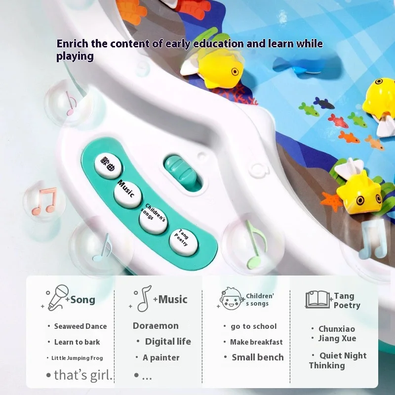 Children Electric Fishing Toy Multifunctional Track Magnetic Levitation Fishing Table Parent-child Interactive Toys with Music