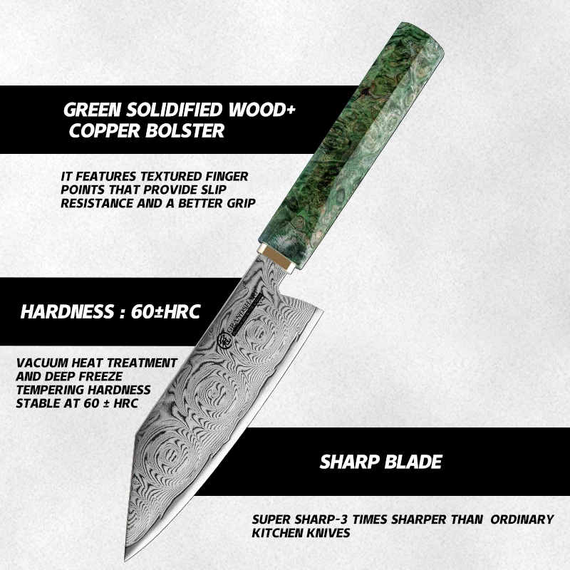 Grandsharp Professional 3Pcs Set Kitchen Knife 10cr15CoMov Stainless Steel Damascus Cooking Tools Cleaver Sharp Blade Knives