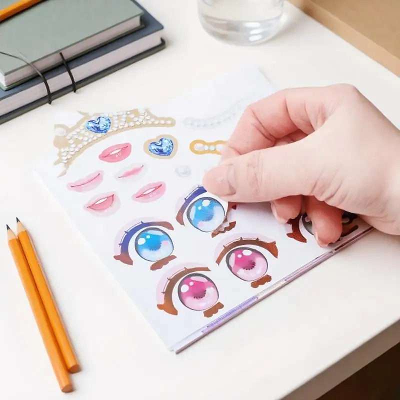 1 Set Girls Cartoon Princess Make A Face Stickers Reusable Handicrafts Creative Kids Decals Puzzle Sticker Toy