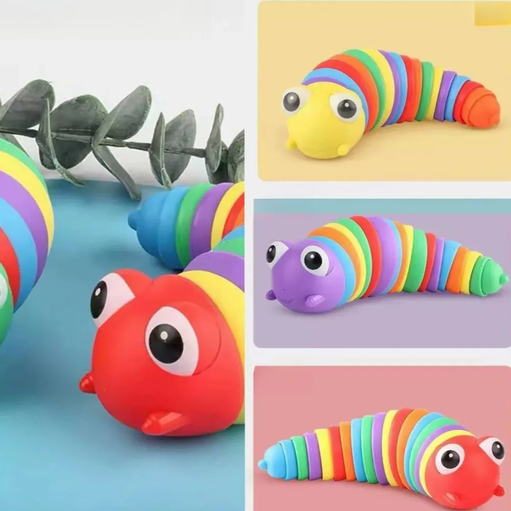 Fidget Slug Toy für Kinder 3D Bunte sensorische Slug lindert Spaß Dekompressionsspielzeug Kreative Twist Caterpillar Fidget Toys