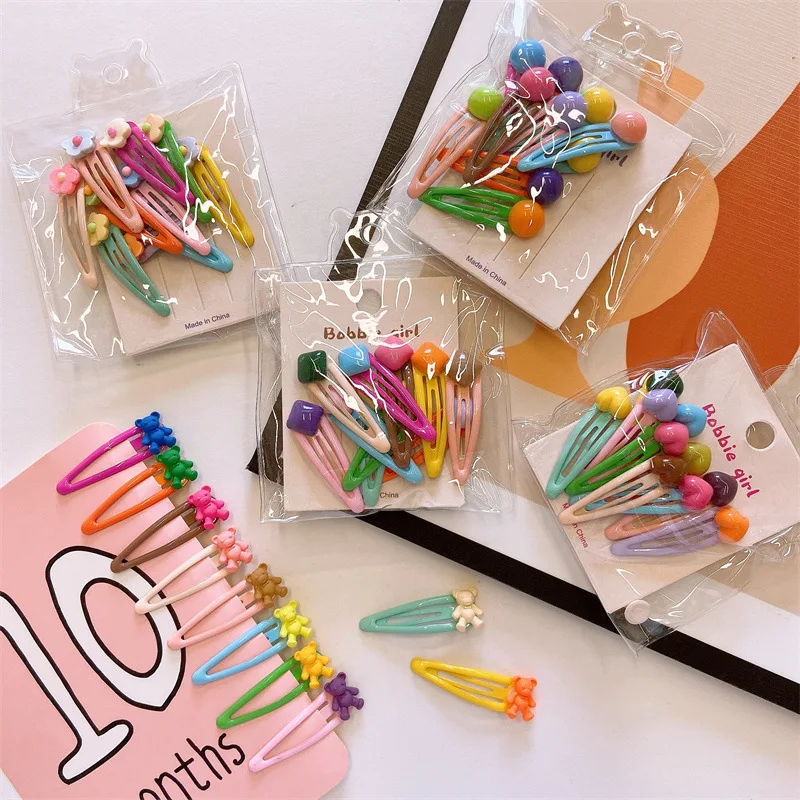 10 pz/set simpatici fermagli per capelli piccoli per bambini ragazza Mini orso forcine per capelli fiore forcine e Clip Baby BB Clip fermagli per capelli accessori mollette capelli bambina