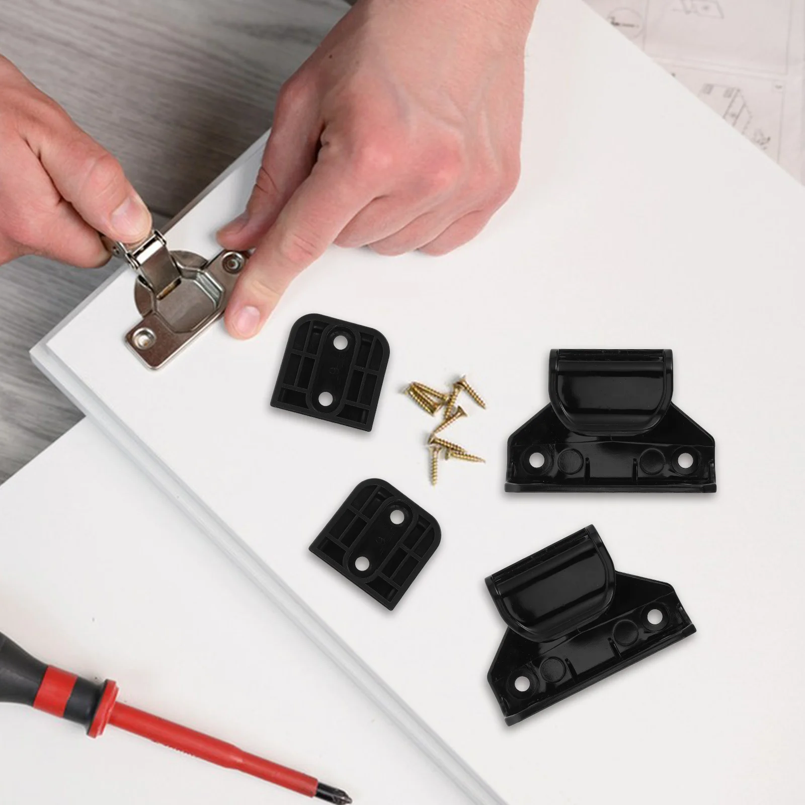 

1Set Retractable Gate Hardware Baby Gate Replacement Parts Including Latches Brackets Screws for Indoor Outdoor Stair Doorway