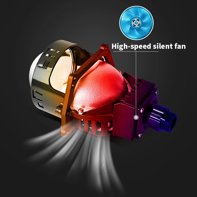 2PCS 3 Inch Bi LED Projector Lenses For Headlight Hella 120W 60000LM Auto Lamp Car Lights Retrofit Kits Hyperboloid Lens view 4