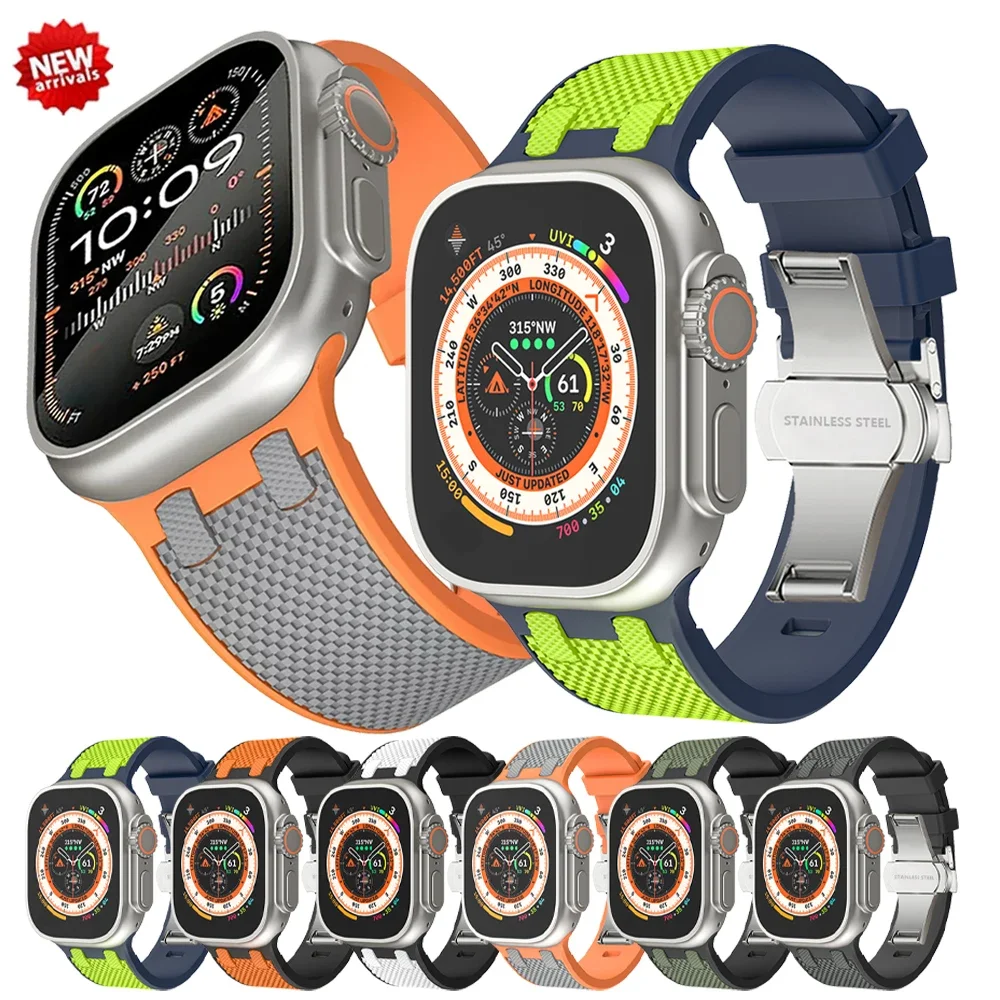 Zachte siliconen band voor Apple Watch Ultra 2 49 mm 44 mm 42 mm Sportlusband voor Iwatch Series 6 5 Se 7 8 9 45 mm Correa-armband