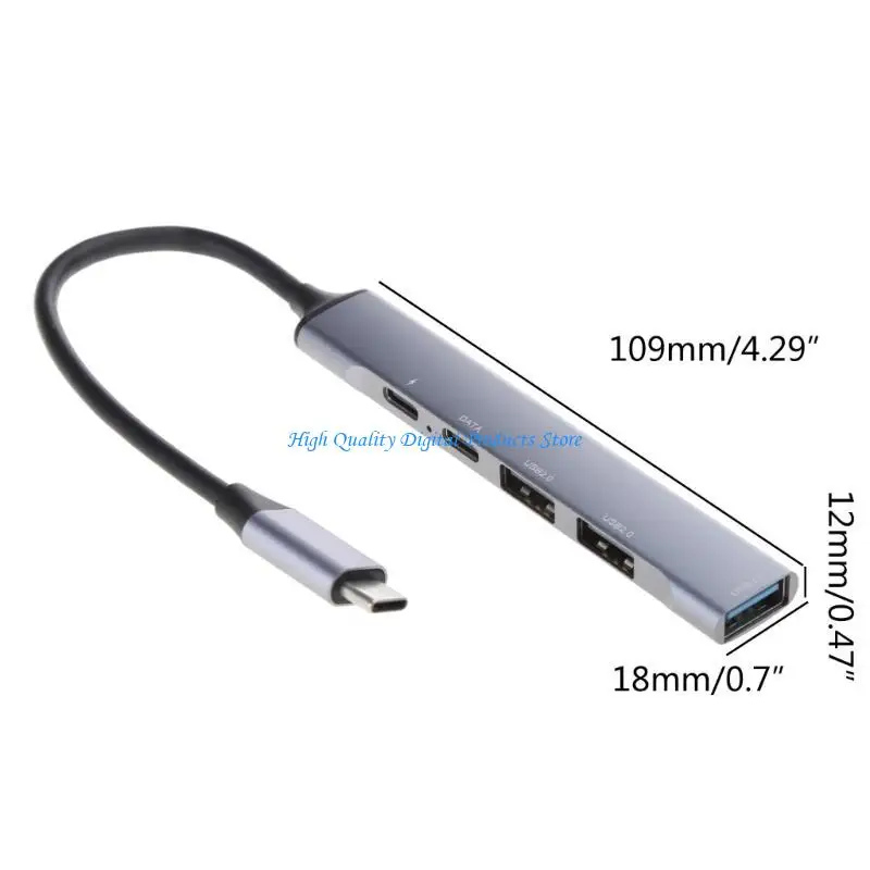 U2JE 4 منافذ Typec Hub Portable USB C Dockng Station PD60W FAST USB A USB C شحن