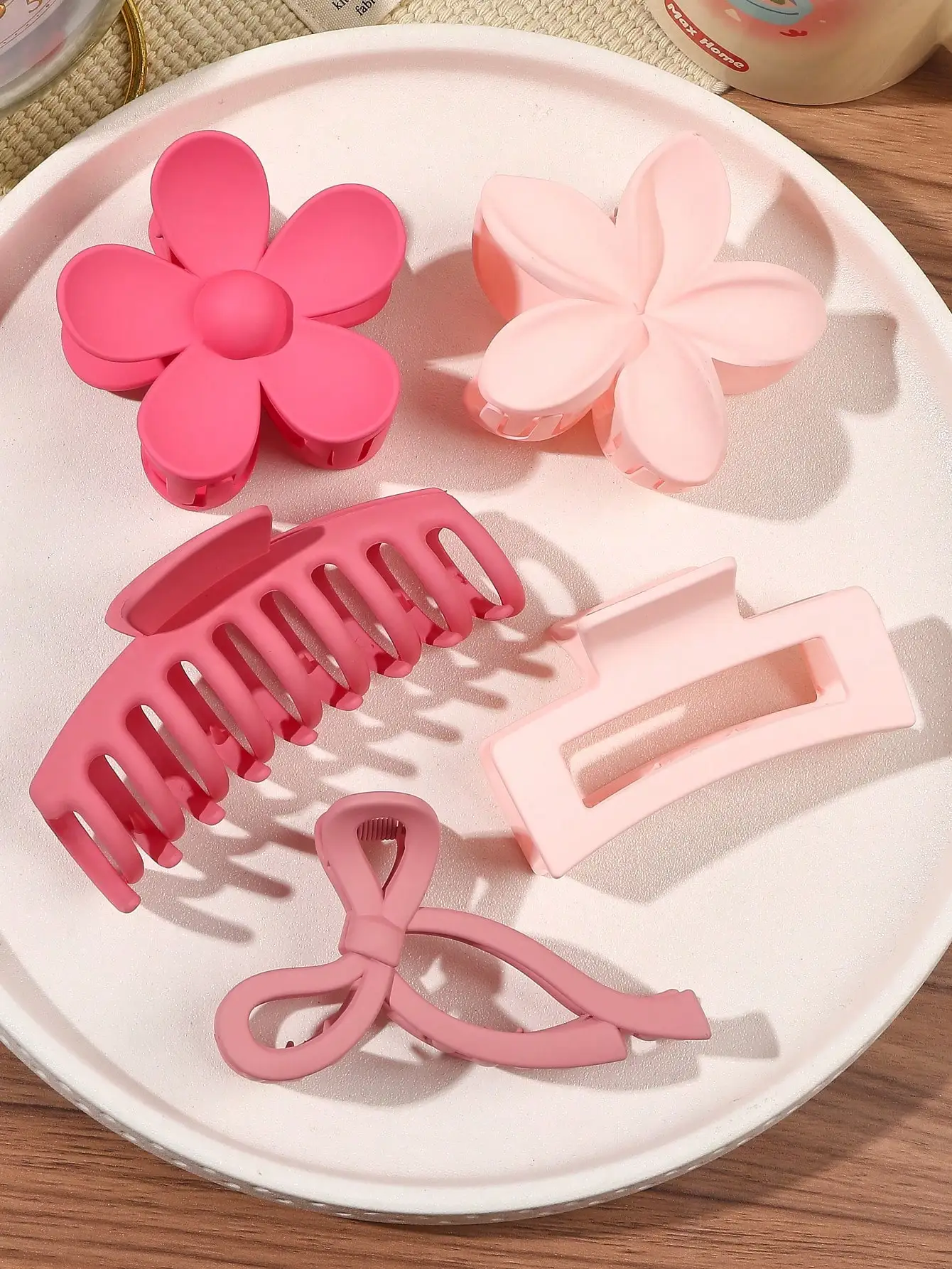 5-teiliges Set mit großen, matten Haarklammern für Frauen und Mädchen, gemischte Farben, Formen, dünnes, dickes, lockiges Haar, starker Halt, Kieferklammern, Bananenklammern – Detail 5