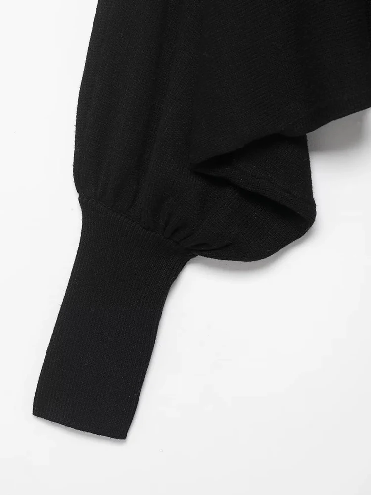 Pull tricoté à manches bouffantes pour femme, ample, à la mode, vêtements d'extérieur, Style automne hiver