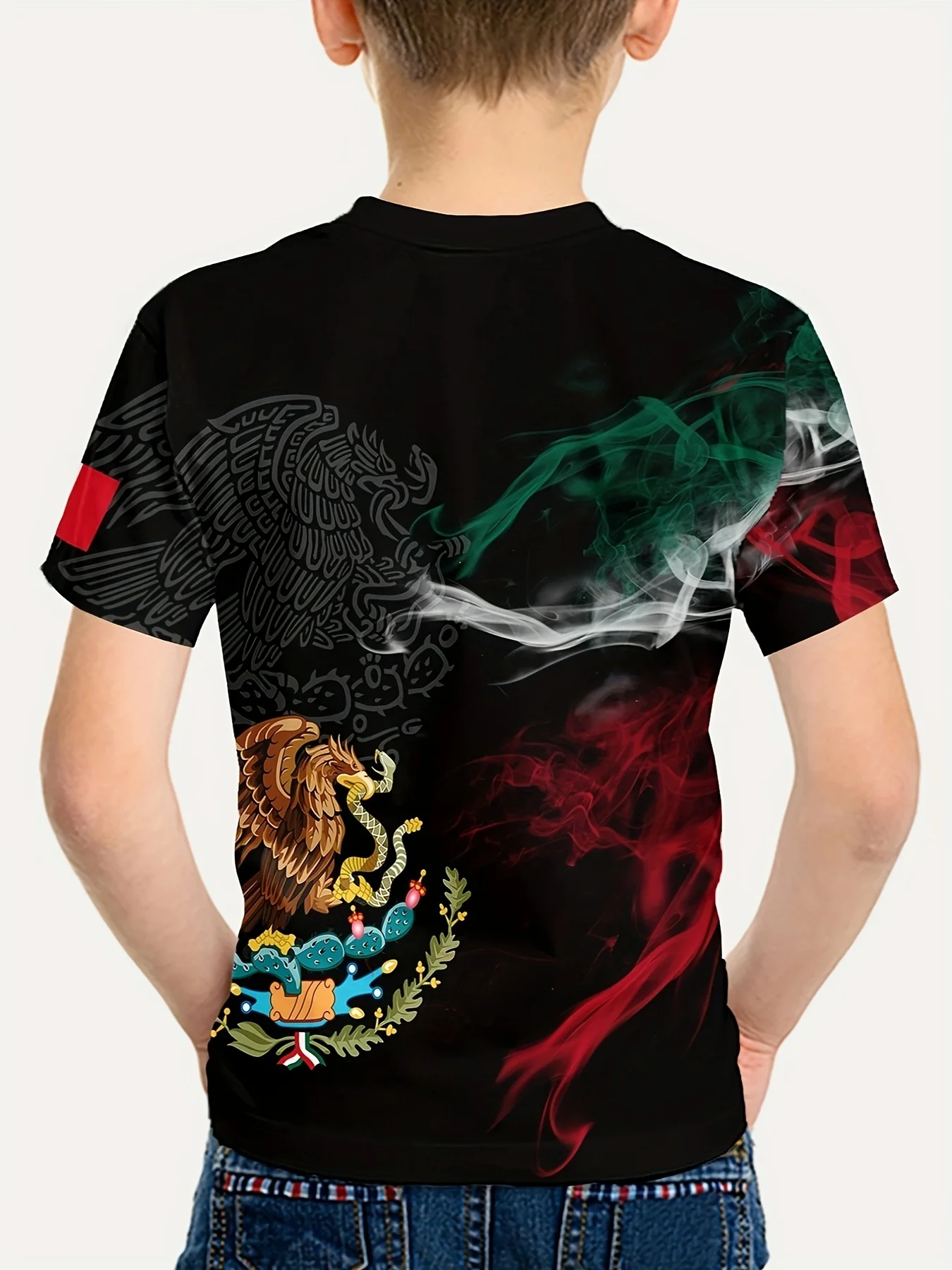 تي شيرت كارتوني ثلاثي الأبعاد بأكمام قصيرة مطبوع للأطفال في الصيف، يتميز برجل يكلون سمك القرش ورأس اليقطين والأطفال