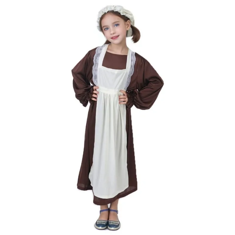 زي مارثا للحرب الثورية ، زي خادمة فيكتورية للأطفال ، عطلة الفتيات ، فساتين العرض