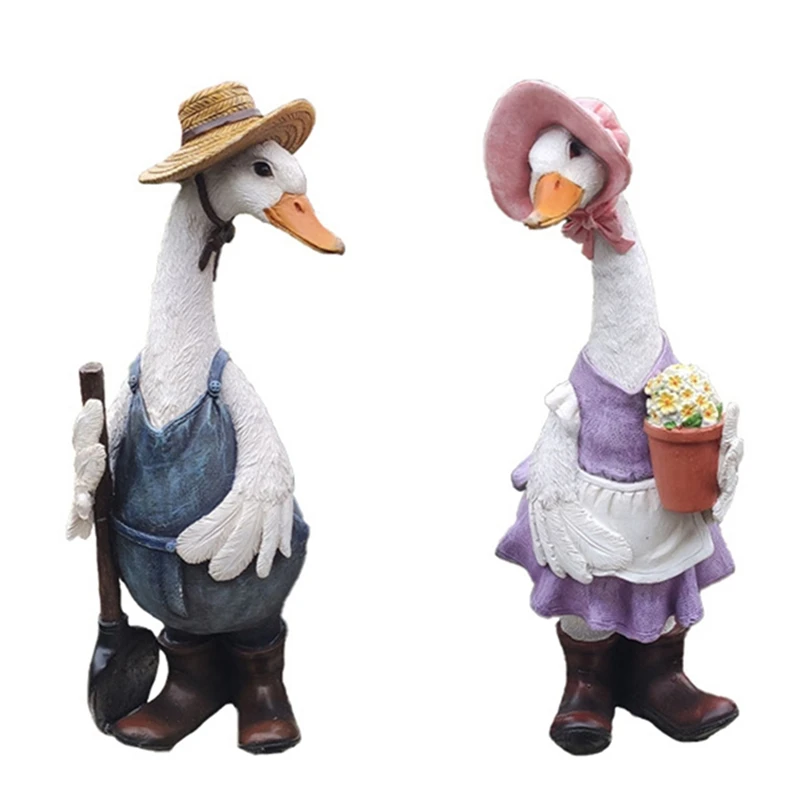 

Cute Resin Duck Outdoor Statue Flexible Simulation Duck Ornaments For Outdoor Yard Lawn Garden Decorations