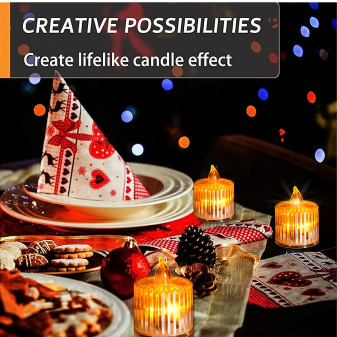 6/12Pcs Flameless LED Candle Light Halloween Wedding Christmas Decoration Creative Candle Light Wishing LED Tea Lamp Warm White