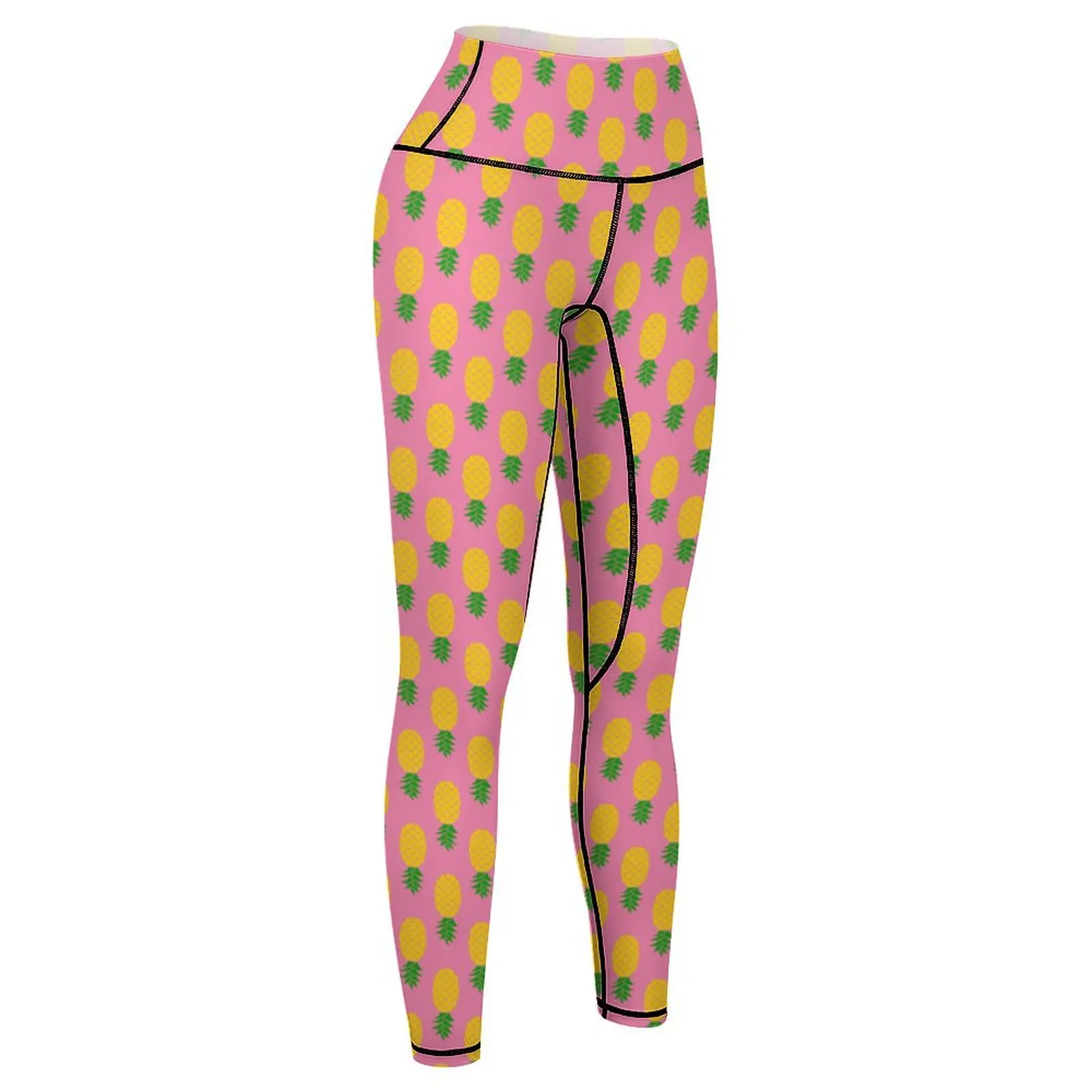 Leggings a vita alta da donna - Pantaloni da yoga da allenamento con stampa di ananas capovolti