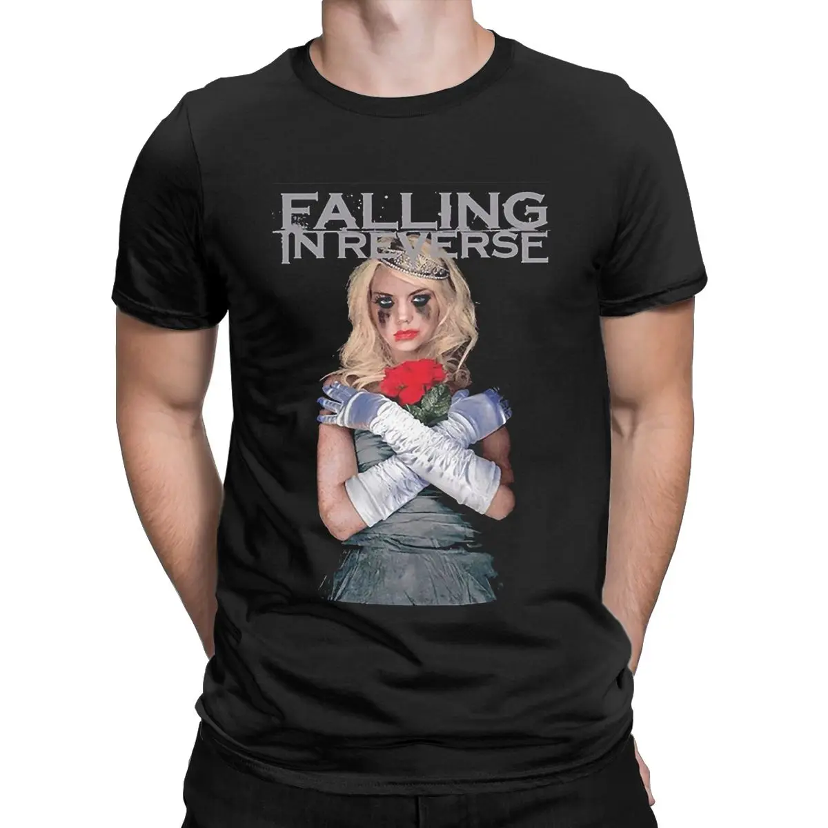 Falling In Reverse T Shirt Men's 100% Cotton Vintage T-Shirt Round Collar band Music Funny Tees Short Sleeve Clothes Plus Size