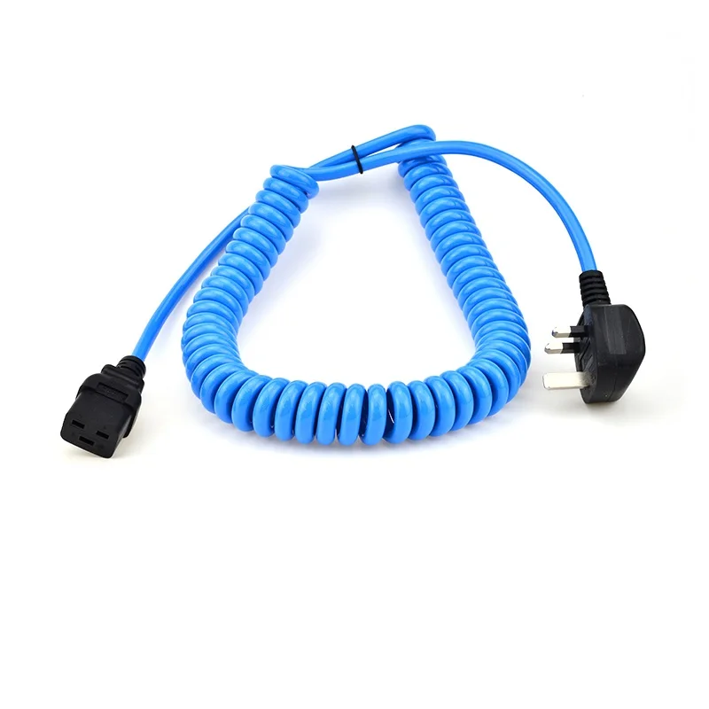 ETL NEMA 5-15P Plug To IEC320 C13 C19 Coiled Spring Power Cord