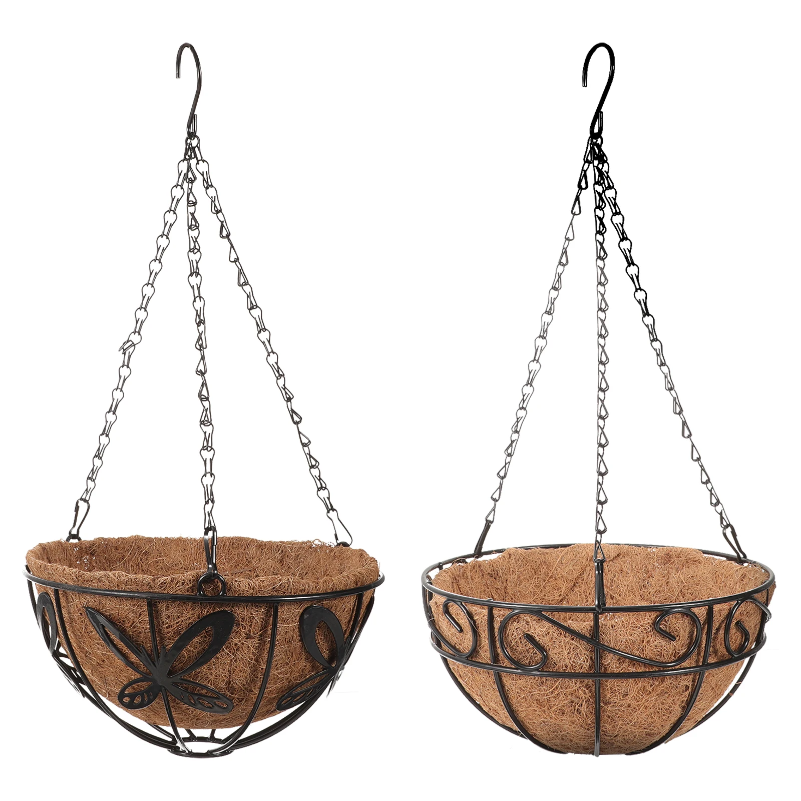 

2Pcs Metal Hanging Baskets Coconut Liner Plant Pots Sturdy Lasting Gardening Flower Basket Home Decor
