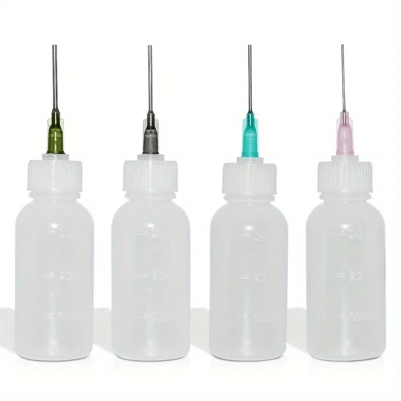 6 Sets 30ml Squeeze Dispensing Bottles with Mixed Blunt Needle Tips & Extra Sealing Caps for Glue Oil Paint Rosin Flux DIY