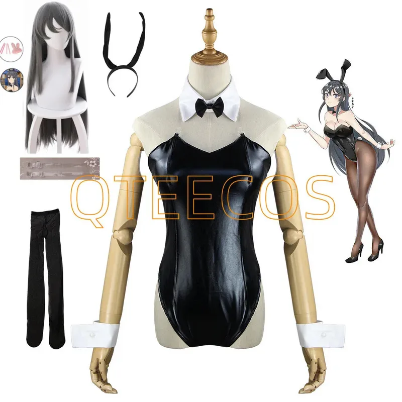 

Adult Plus Size Anime Bunny Senpai Cosplay Costume Halloween Women Black Sexy Jumpsuit Does Not Dream of Sakurajima Mai Outfits