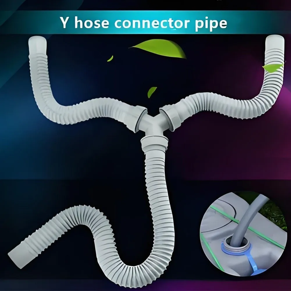 Y-Shaped Drainage Connector for RV Dual Kitchen Sinks 3-Way Plastic Pipe 45cm 30mm ID Barbed Hose Compatibility Gray
