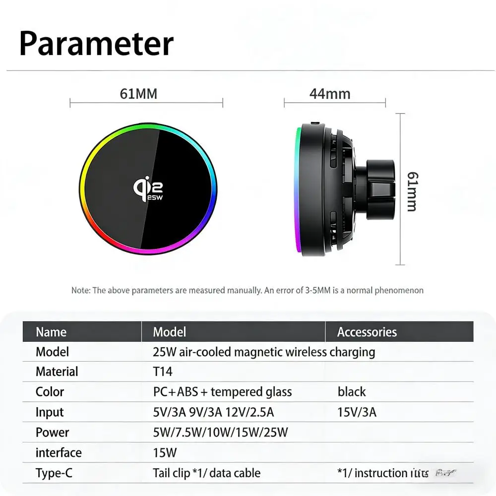 Magnetisches 25W Kabelloses Auto-Ladegerät Lüftungshalterung mit RGB-Ambientebeleuchtung für iPhone 17 16 Pro Max 15 14 13 – Detail 18